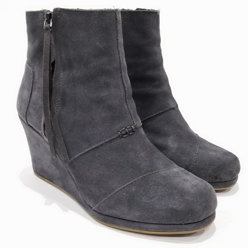 Toms Suede Wedge Ankle Bootie Size 10